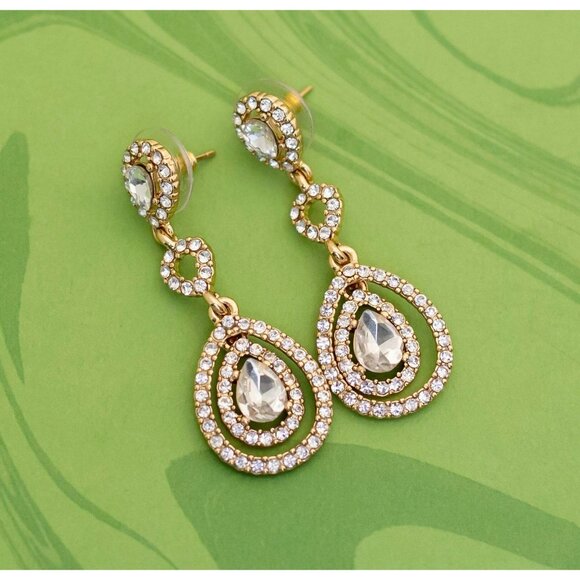 Vintage Intricate Victorian Teardrops Dangle Earrings - W6 - Picture 1 of 2